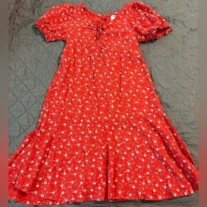 Red Floral Kids Dress